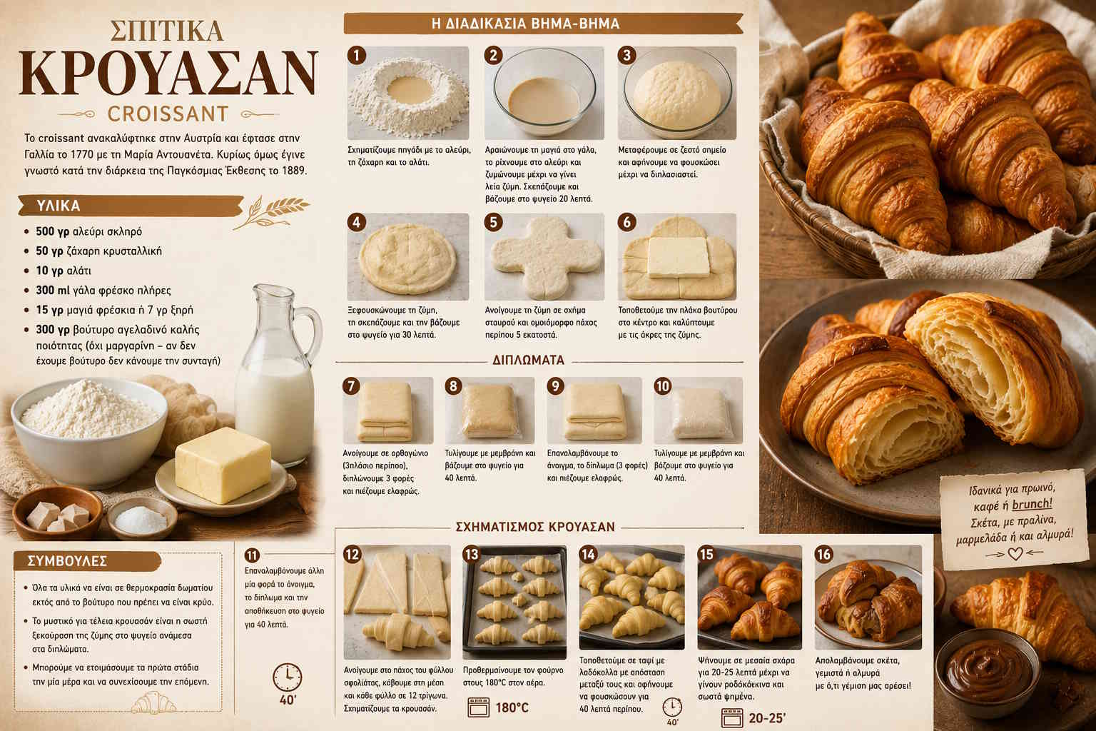 Homemade golden butter croissants with crisp flaky layers